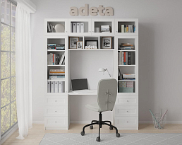 Изображение товара Книжный шкаф Билли 365 white ИКЕА (IKEA) с рабочим местом на сайте adeta.ru